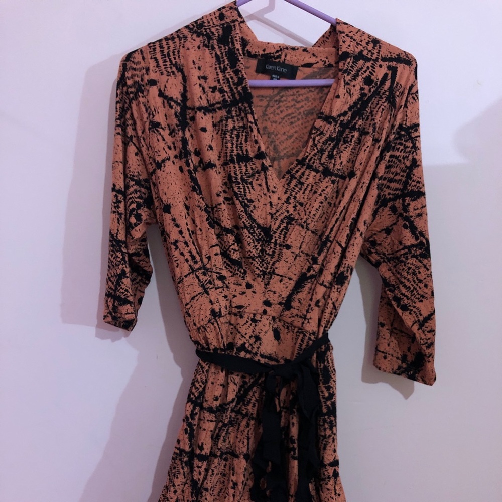 Black Accented Orange Dress with Sash (like new)